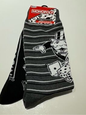 Hasbro Monopoly Black and White Striped Casual Socks 2- Pack